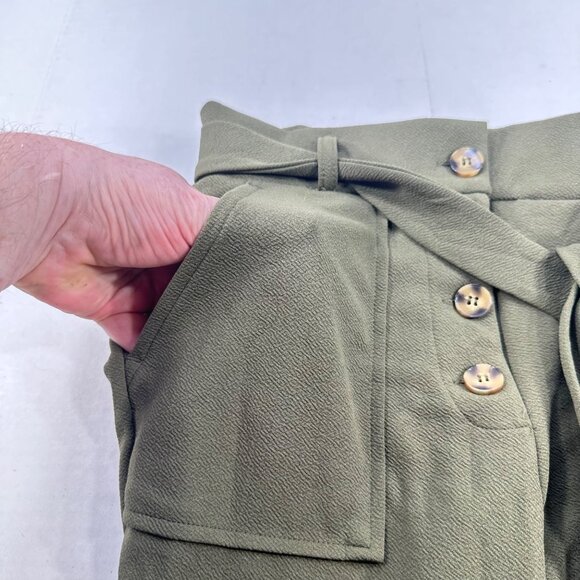 Derek Heart Women's Size Medium Pant Olive Green With Tie Belt Preowned - Picture 12 of 13